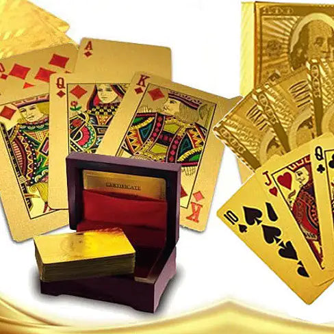 Our WIN! WIN! 24 kt Gold or Silver Plated playing cards in a laminated Jewel box