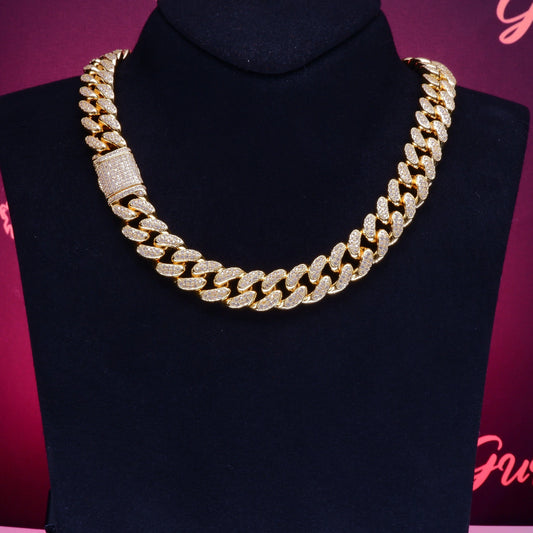 New Flip buckle Iced Cuban Link Chain Gold-Plated